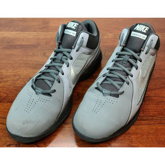 Nike Men's Overplay VIII NBK Basketball Shoes Size 10.5 Grey/Silver 643168-003 - Picture 2 of 8